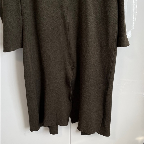 Mango Olive Green Oversized Knitted Long Car Coat New Condition, Size L - Picture 8 of 11